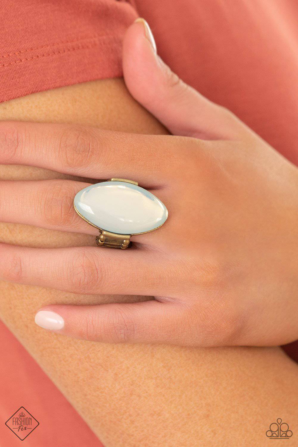 Opal Odyssey - Oversized White Opal Ring - Paparazzi Accessories - GlaMarous Titi Jewels