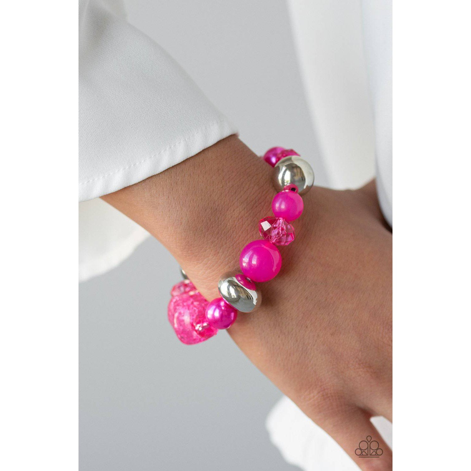 Ice Ice-Breaker - Pink Bracelet - Paparazzi Accessories - GlaMarous Titi Jewels