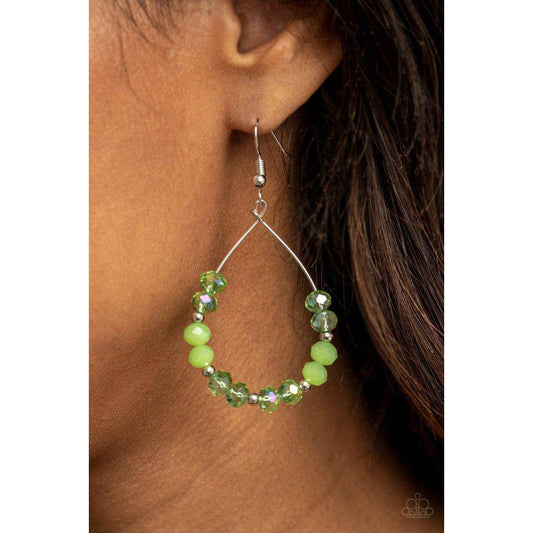 Wink Wink - Opalescent Green Earrings - Paparazzi Accessories - GlaMarous Titi Jewels