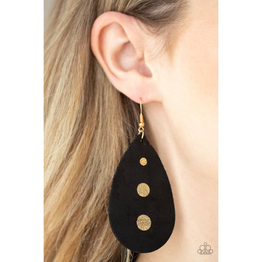 Rustic Torrent - Black Leather Teardrop Earrings - Paparazzi Accessories - GlaMarous Titi Jewels