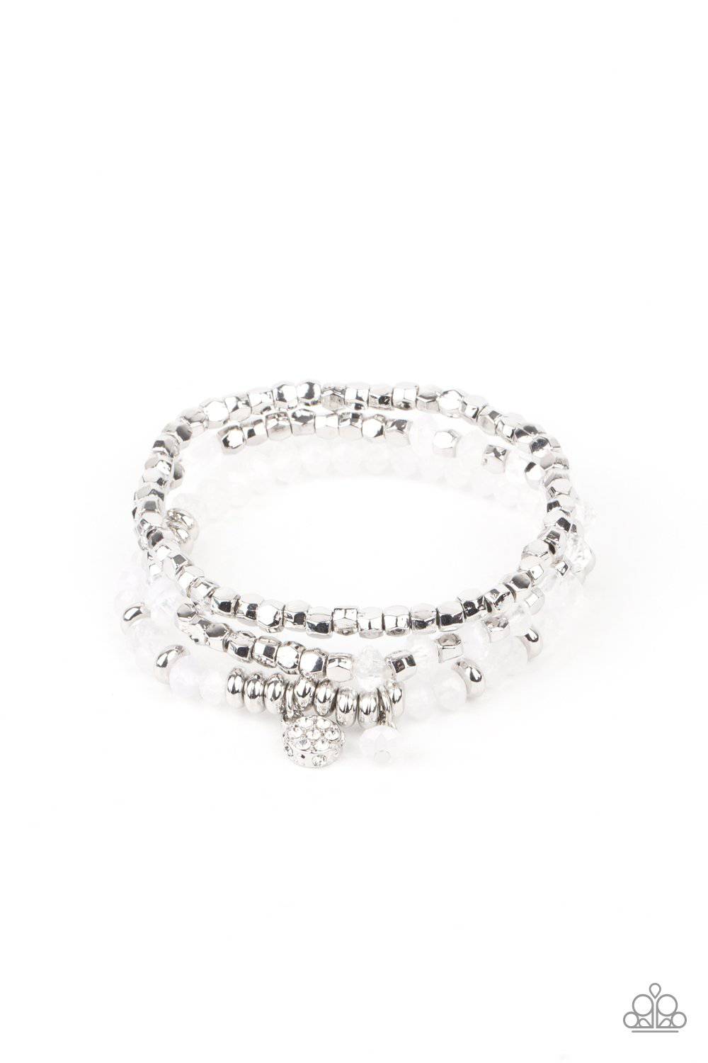 Glacial Glimmer - White Beads Bracelet - Paparazzi Accessories - GlaMarous Titi Jewels