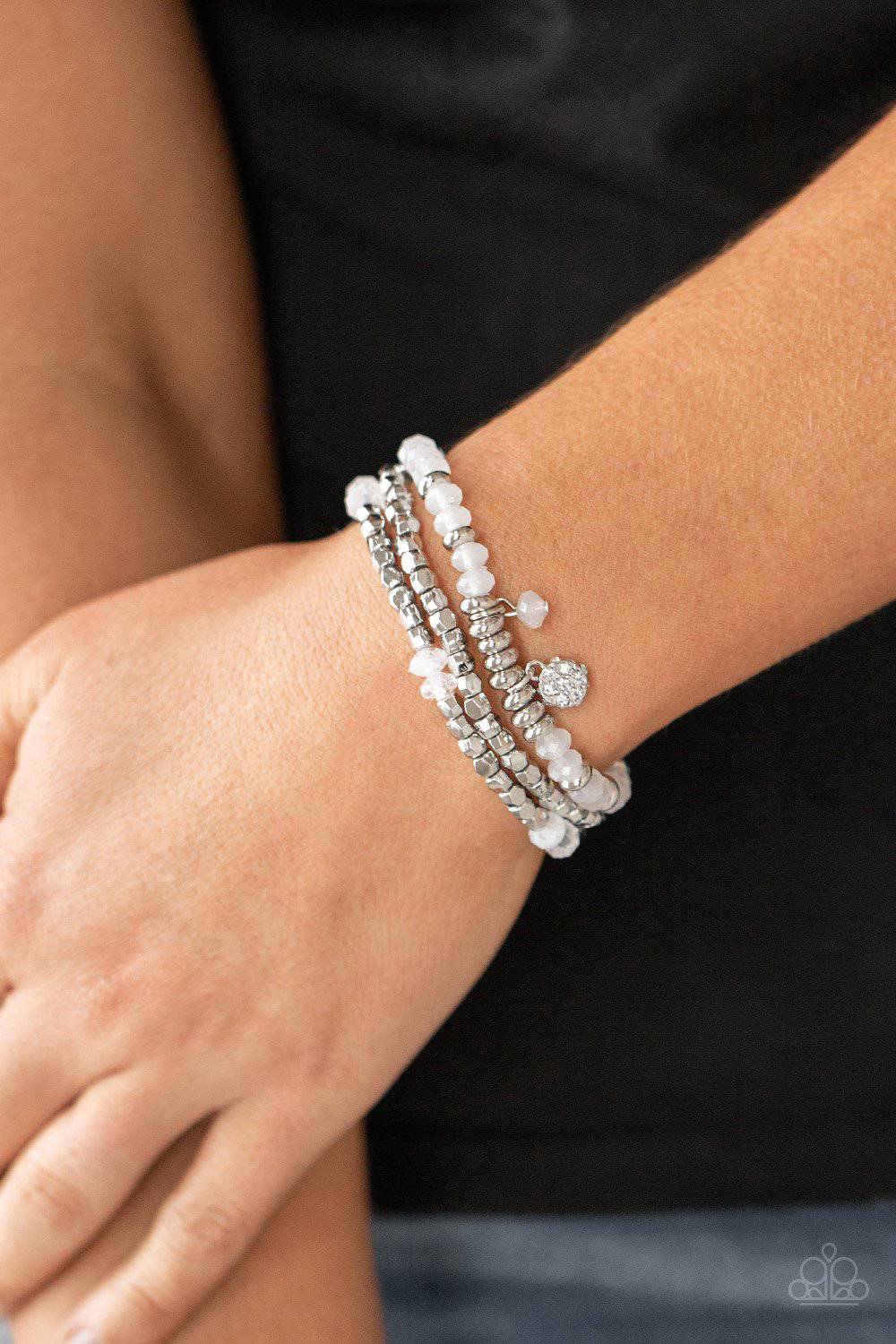 Glacial Glimmer - White Beads Bracelet - Paparazzi Accessories - GlaMarous Titi Jewels