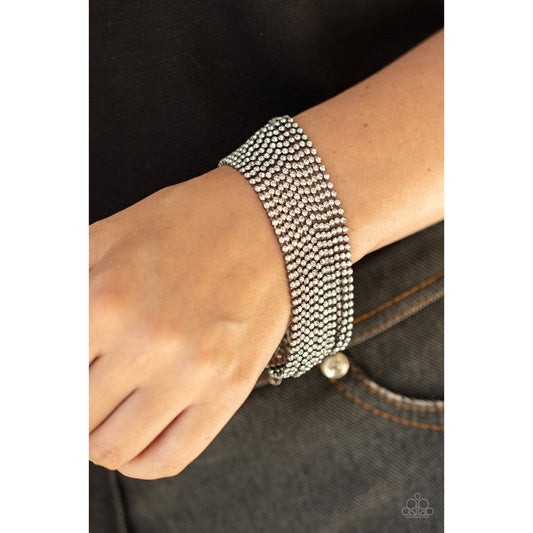 I Woke Up Like This - Black Gunmetal & Rhinestone Bracelet - Paparazzi Accessories - GlaMarous Titi Jewels