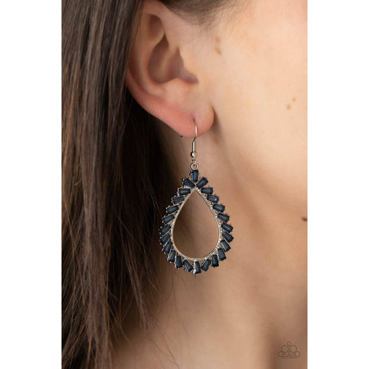 Stay Sharp - Blue Gem Earrings - Paparazzi Accessories - GlaMarous Titi Jewels