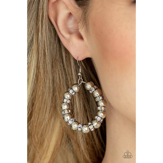 Cosmic Halo - Multi Iridescent Oil Spill Earrings - Paparazzi Accessories - GlaMarous Titi Jewels