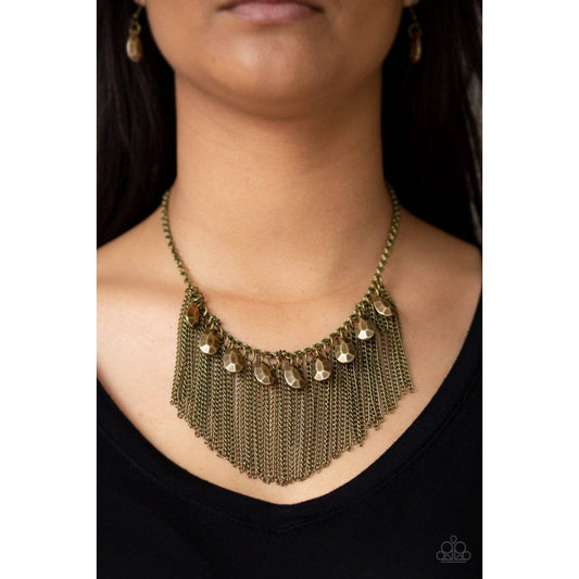 Bragging Rights - Brass Teardrop Necklace - Paparazzi Accessories - GlaMarous Titi Jewels