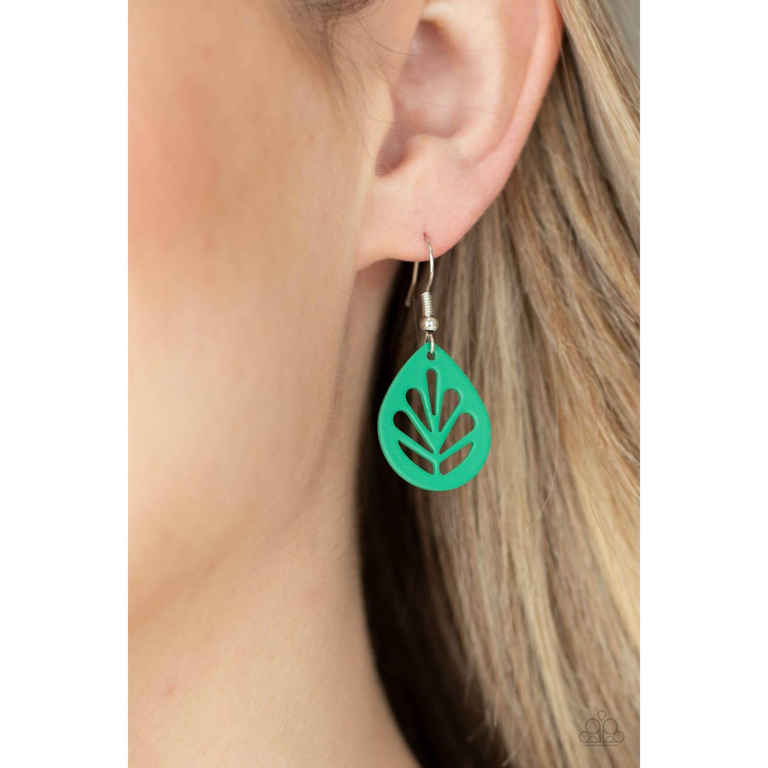 LEAF Yourself Wide Open - Green Leaf Earrings - Paparazzi Accessories - GlaMarous Titi Jewels