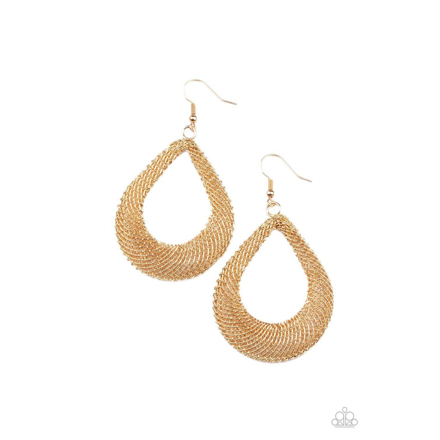 A Hot MESH - Gold Earrings - Paparazzi Accessories - GlaMarous Titi Jewels