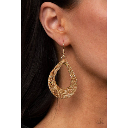 A Hot MESH - Gold Earrings - Paparazzi Accessories - GlaMarous Titi Jewels