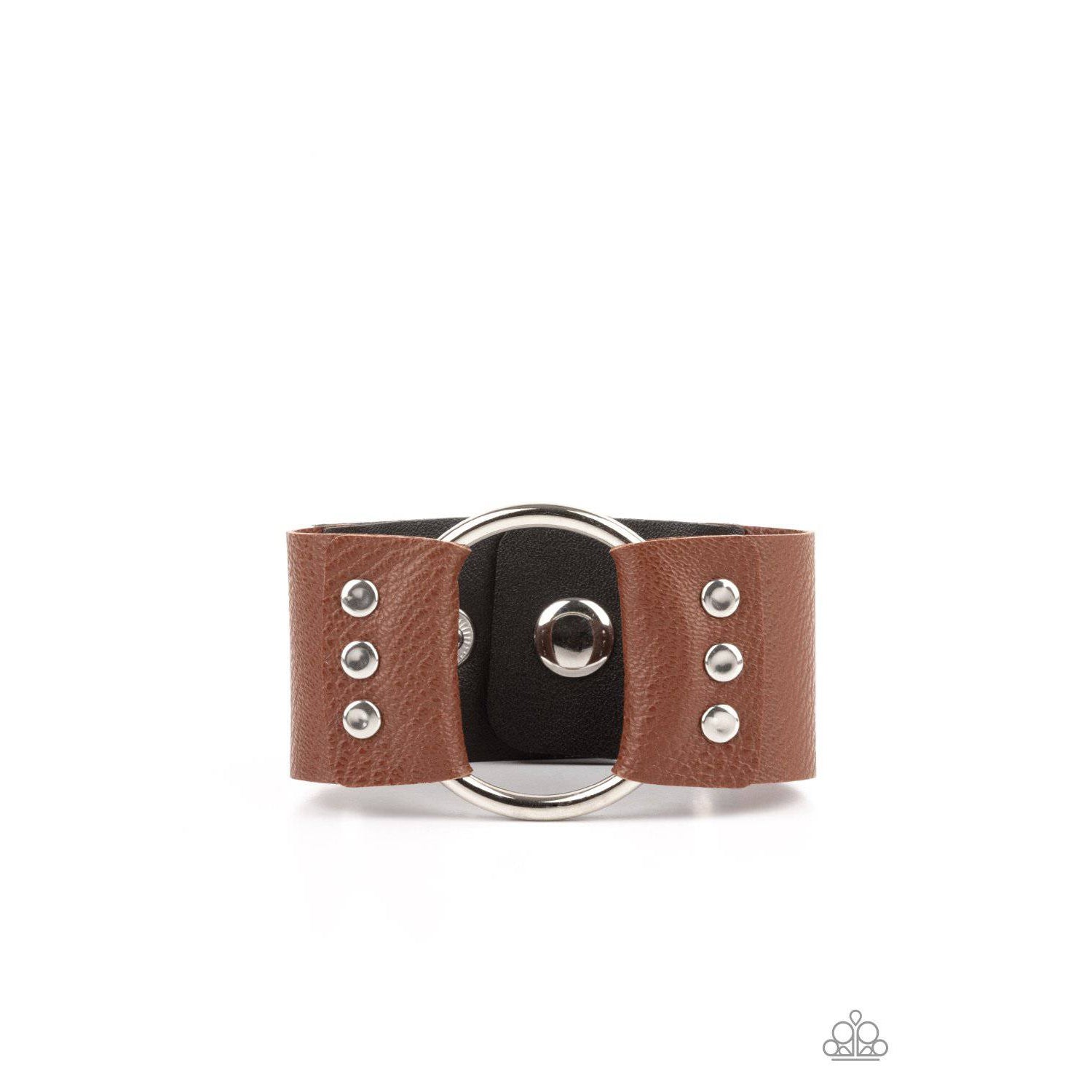 Moto Mayhem - Brown Leather Bracelet - Paparazzi Accessories - GlaMarous Titi Jewels