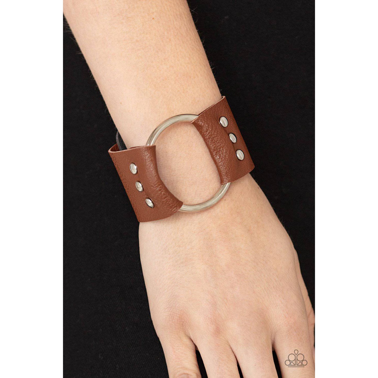 Moto Mayhem - Brown Leather Bracelet - Paparazzi Accessories - GlaMarous Titi Jewels