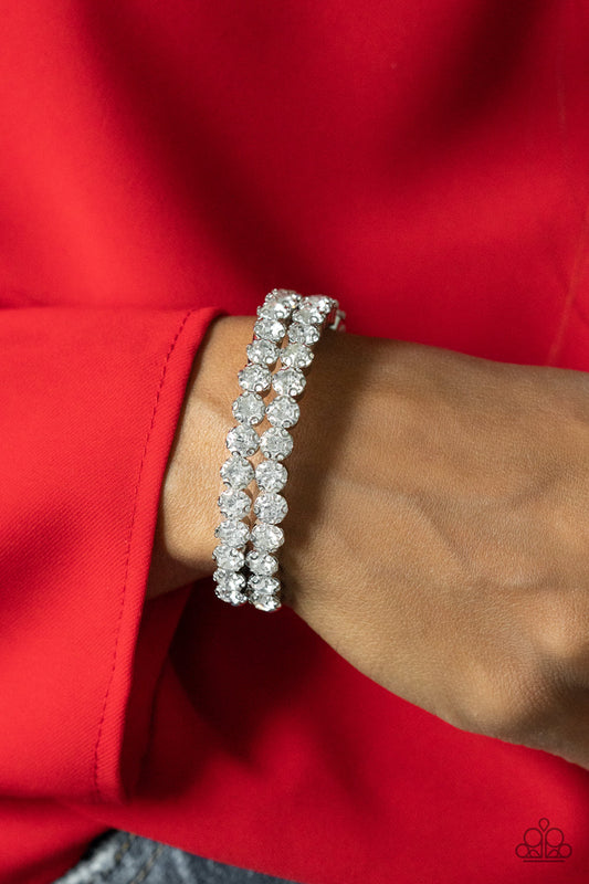 Megawatt Majesty - White Rhinestone Bracelet - Paparazzi Accessories - GlaMarous Titi Jewels