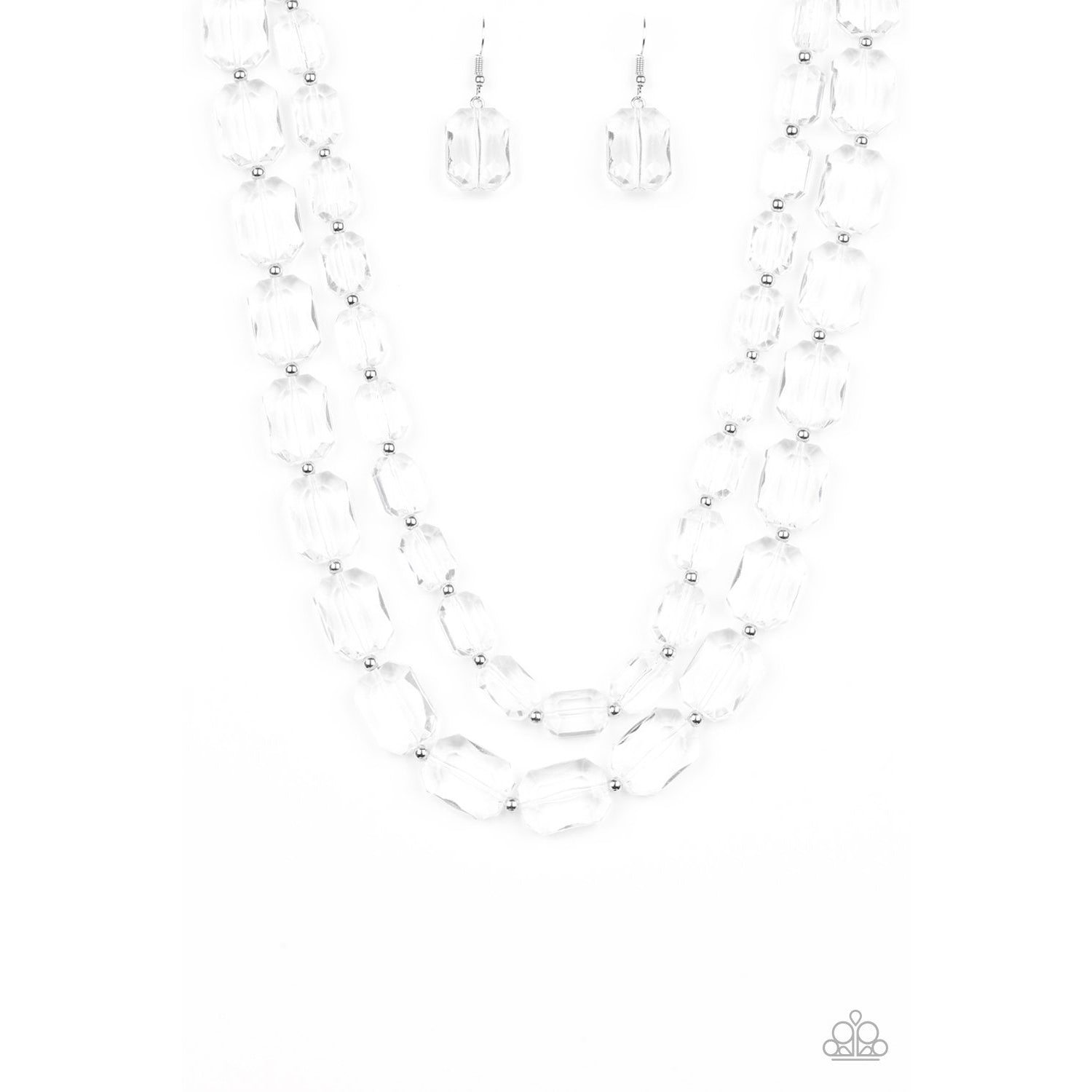 Ice Bank - White Acrylic Necklace - Paparazzi Accessories - GlaMarous Titi Jewels
