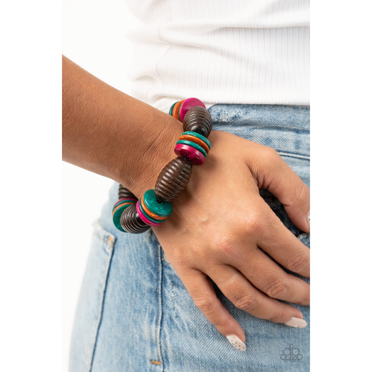 Caribbean Castaway - Multi Wooden Bracelet - Paparazzi Accessories - GlaMarous Titi Jewels