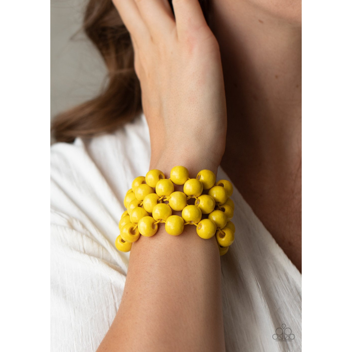 Tiki Tropicana - Yellow Wooden Beads Bracelet - Paparazzi Accessories - GlaMarous Titi Jewels