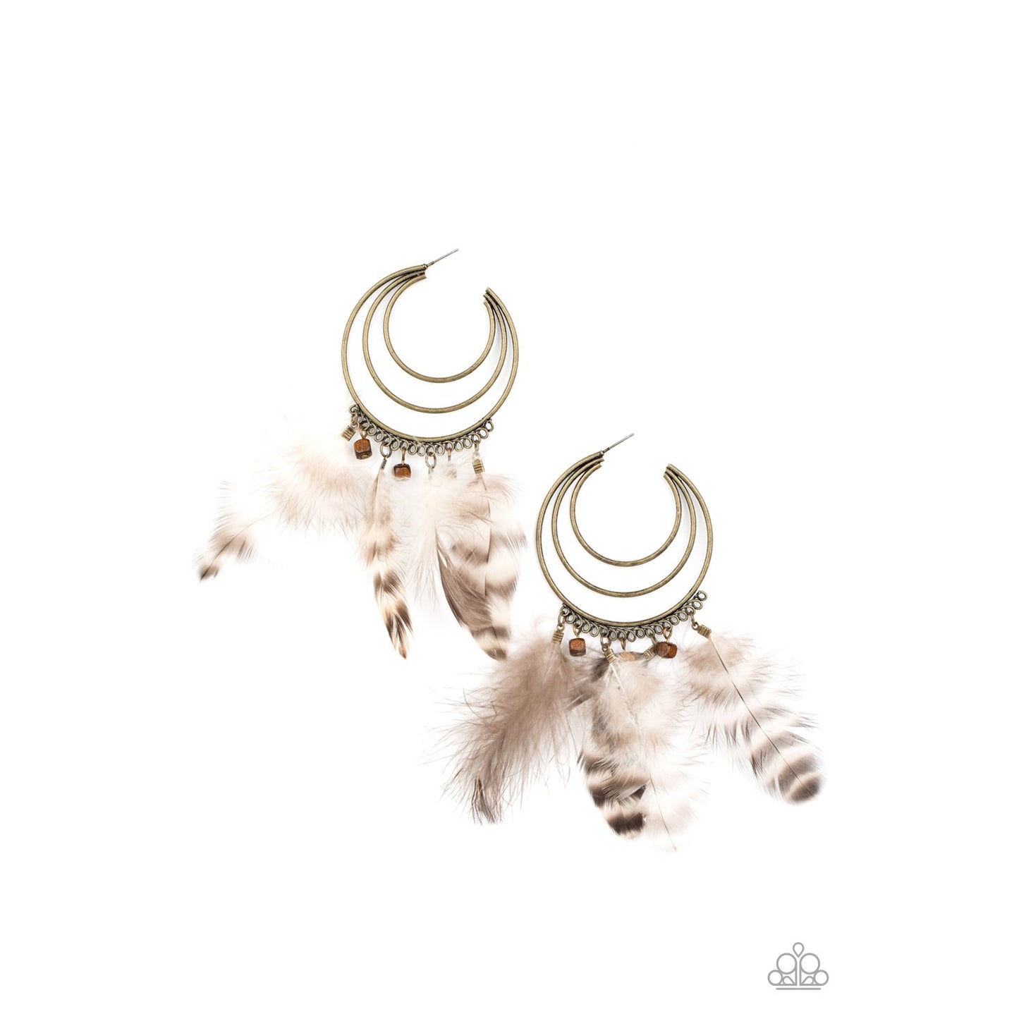 Freely Free Bird - Brass and Feathers Earrings - Paparazzi Accessories - GlaMarous Titi Jewels
