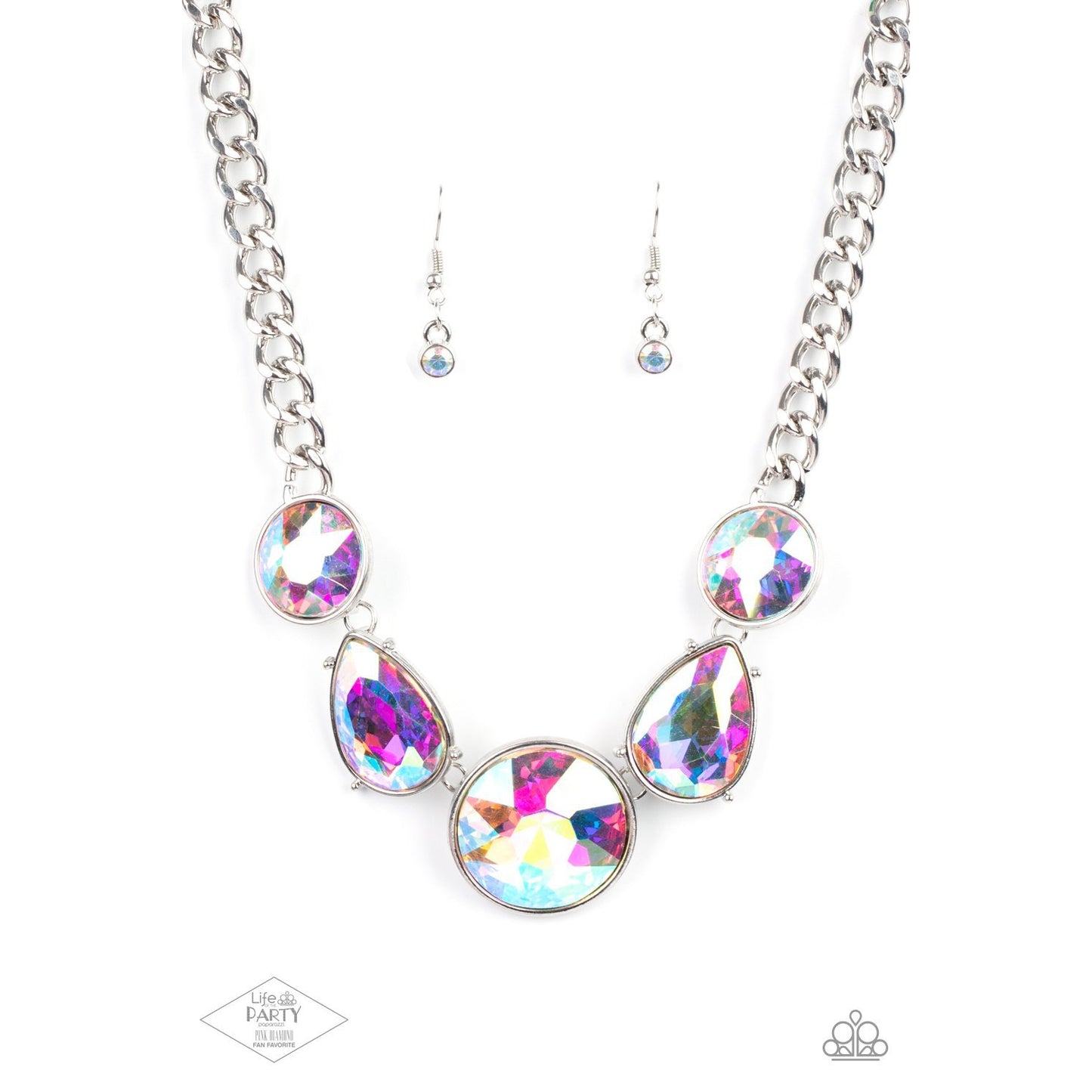 All The Worlds My Stage - Multi Iridescent Rhinestone Necklace - Paparazzi Accessories - GlaMarous Titi Jewels