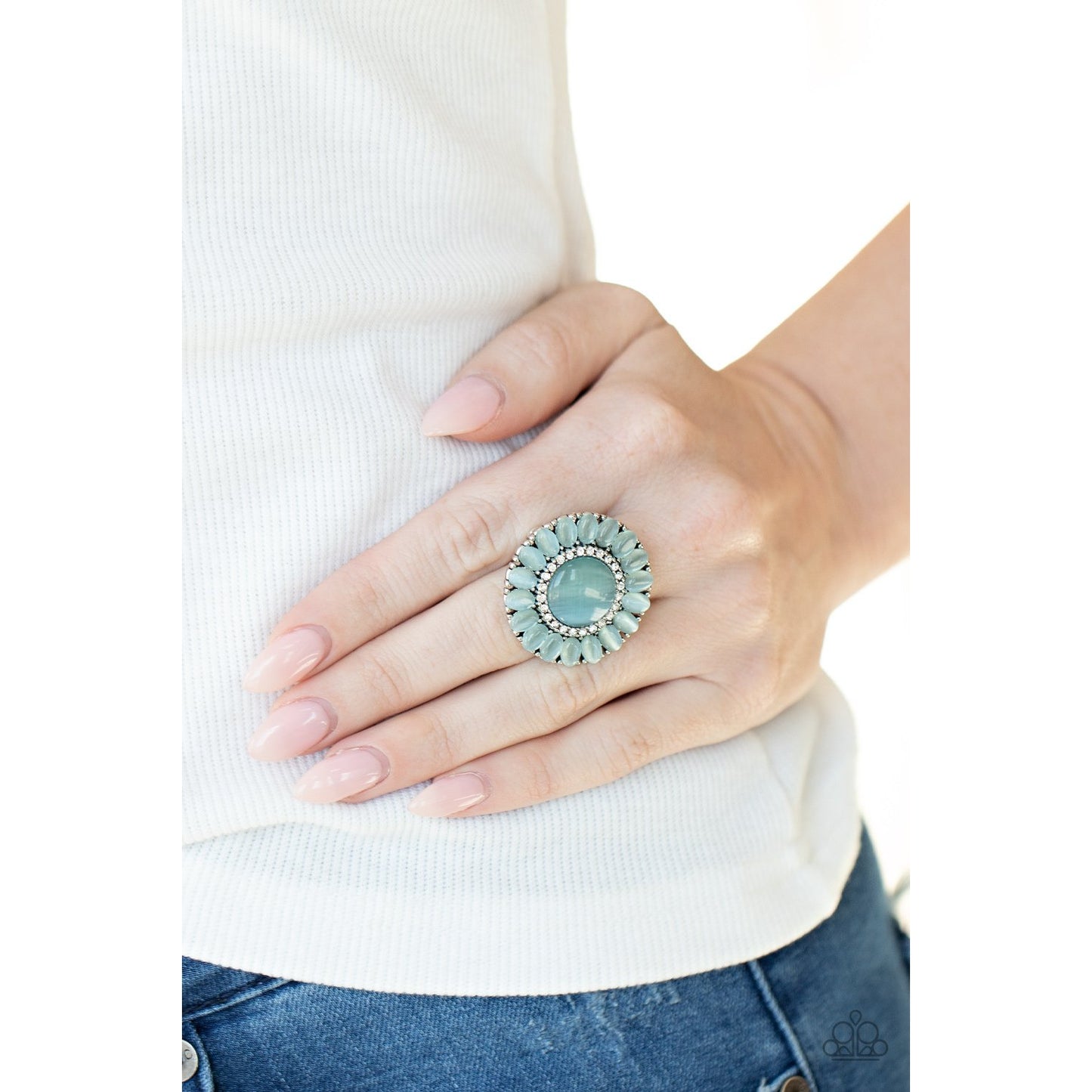 Elegantly Eden - Blue Cat's Eye Ring - Paparazzi Accessories - GlaMarous Titi Jewels