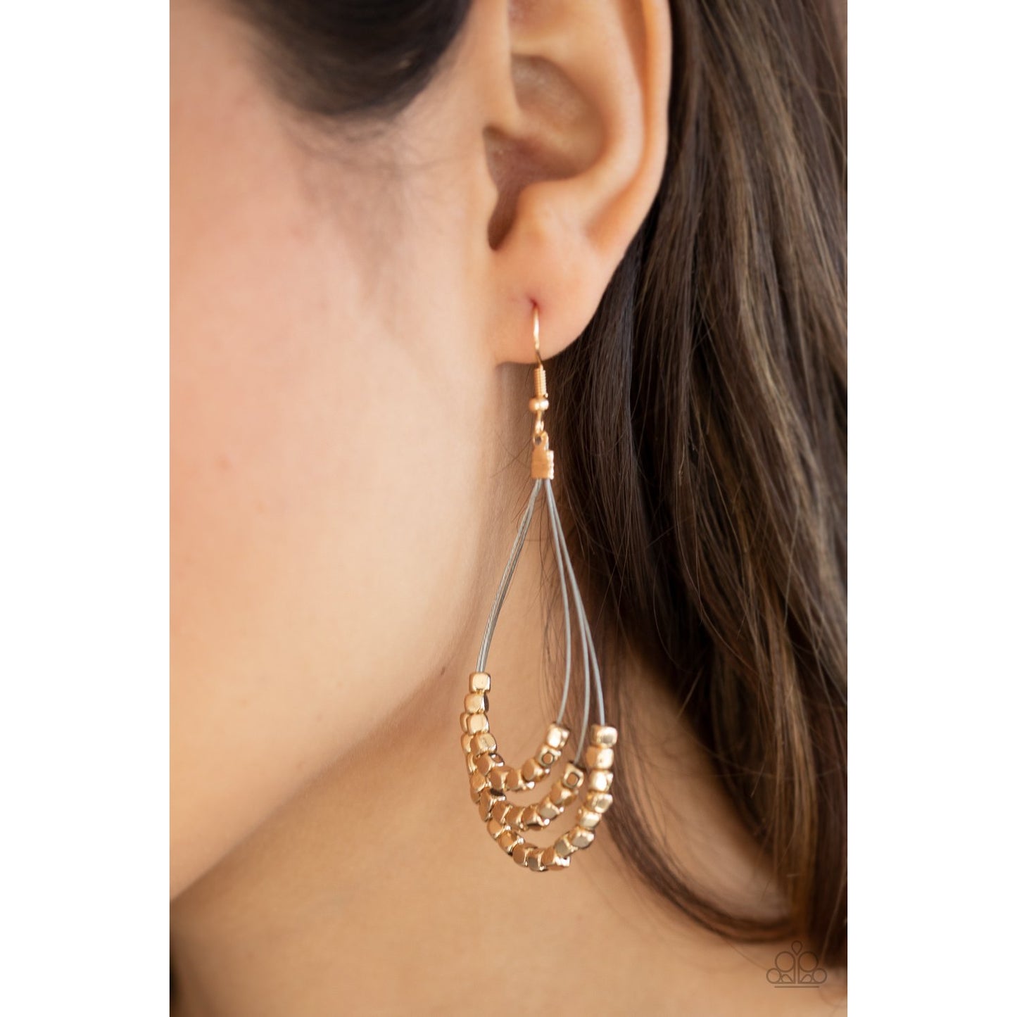 Off The Blocks Shimmer - Gold Earrings - Paparazzi Accessories - GlaMarous Titi Jewels