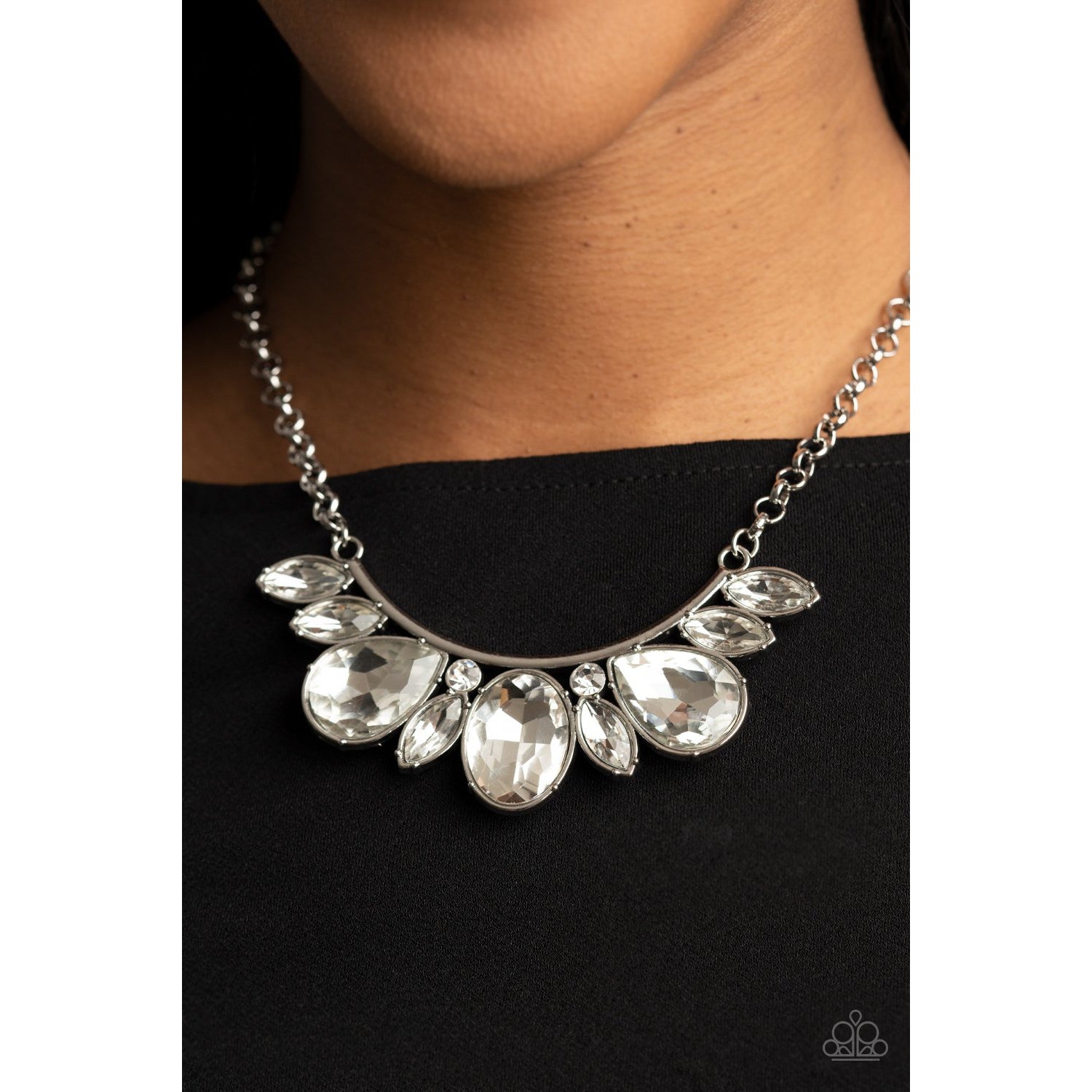 Never SLAY Never - White Rhinestone Necklace - Paparazzi Accessories - GlaMarous Titi Jewels
