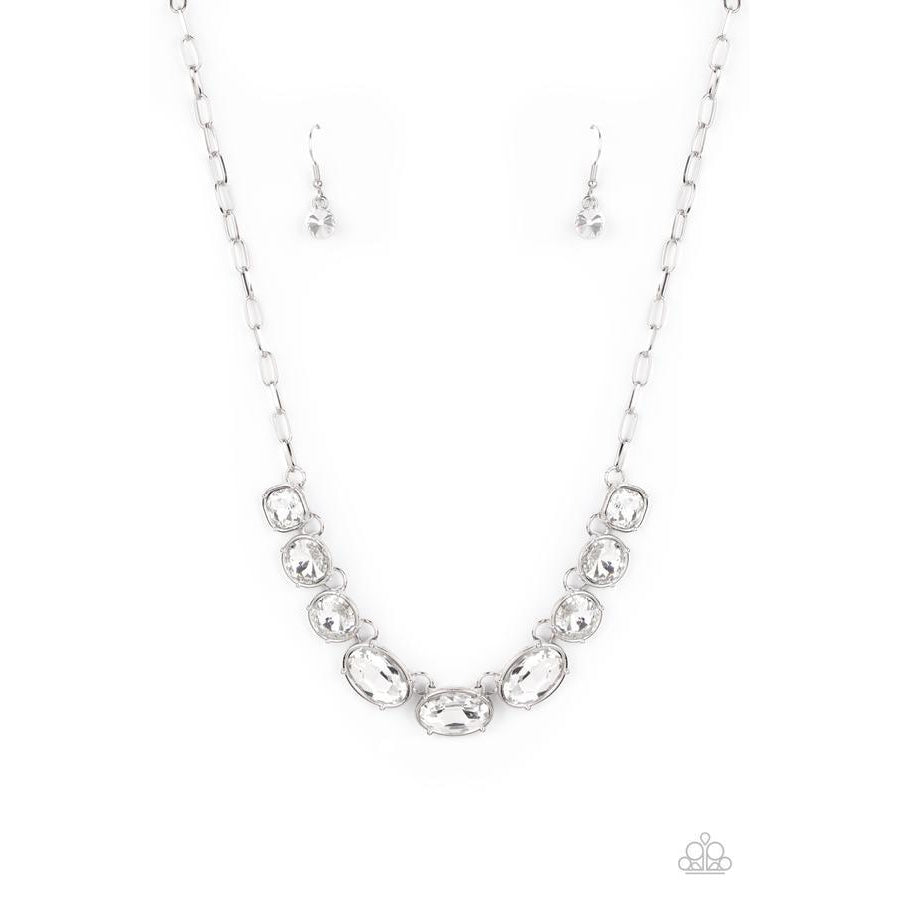 Gorgeously Glacial - June 2021 LOTP White Rhinestone Necklace - Paparazzi Accessories - GlaMarous Titi Jewels