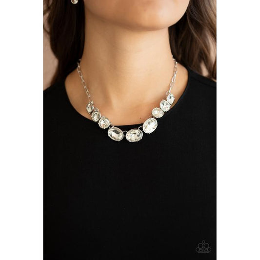 Gorgeously Glacial - June 2021 LOTP White Rhinestone Necklace - Paparazzi Accessories - GlaMarous Titi Jewels