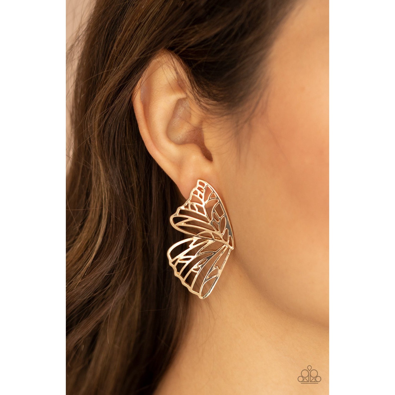 Butterfly Frills - Gold Earrings - Paparazzi Accessories - GlaMarous Titi Jewels