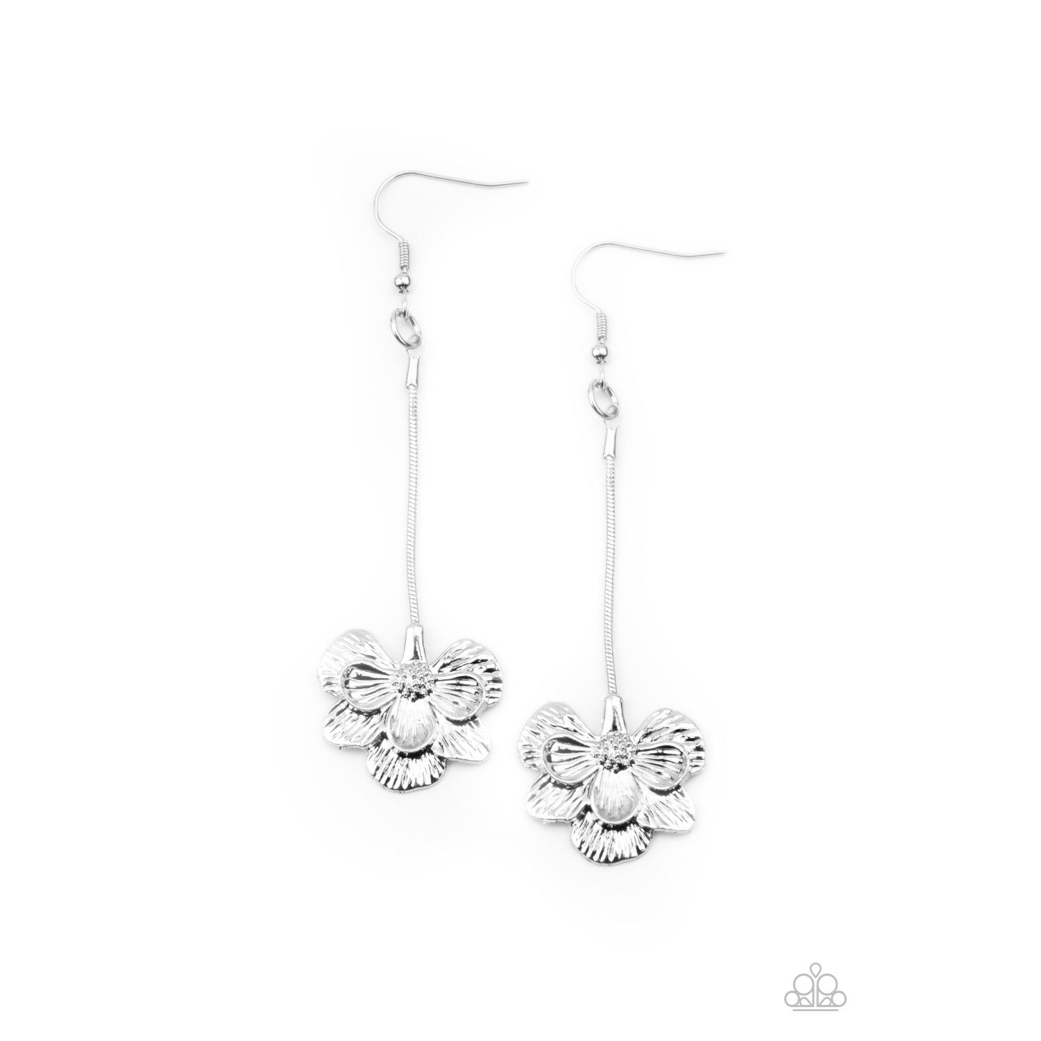 Opulently Orchid - Silver Flower Earrings - Paparazzi Accessories - GlaMarous Titi Jewels