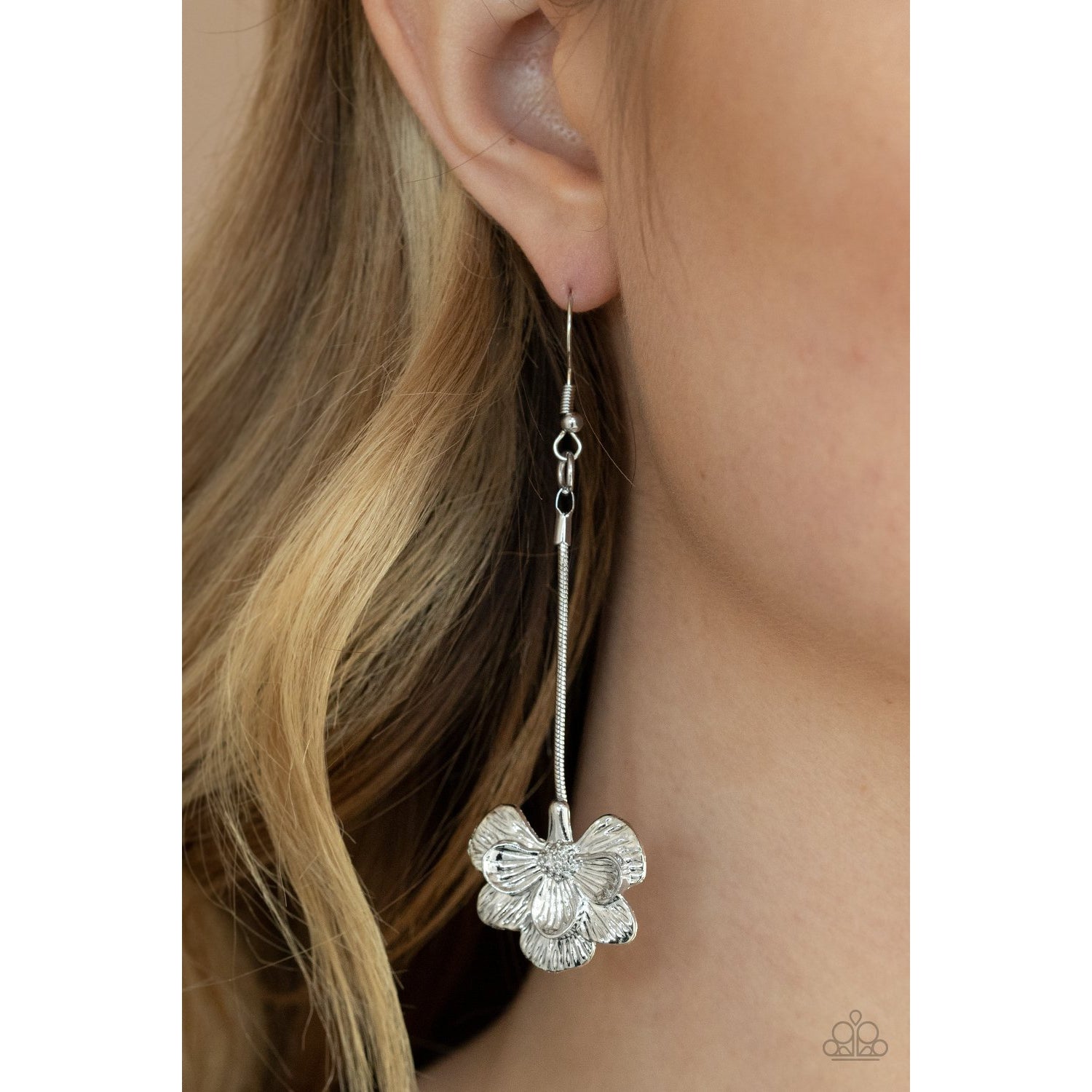 Opulently Orchid - Silver Flower Earrings - Paparazzi Accessories - GlaMarous Titi Jewels