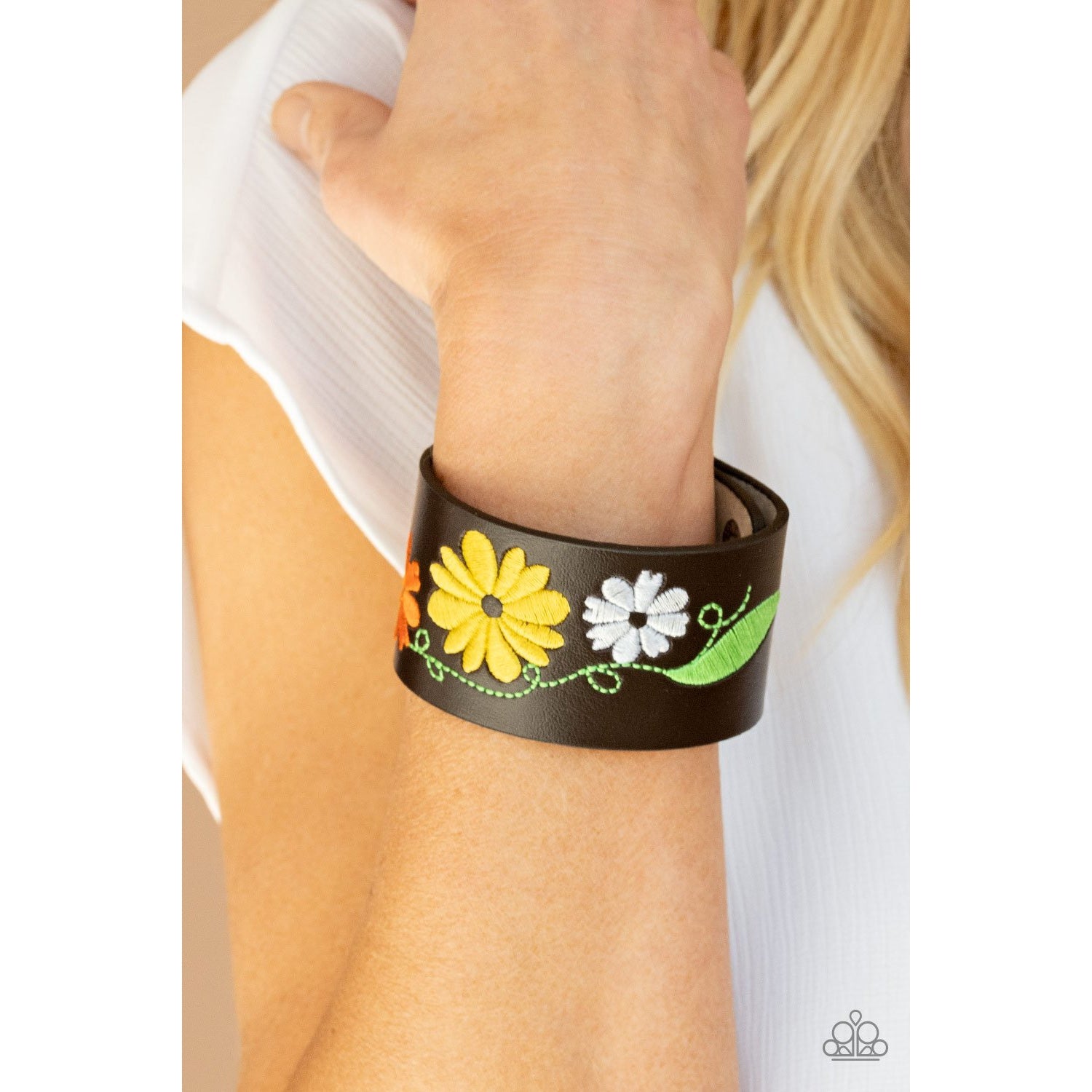 Western Eden - Yellow and Black Leather Bracelet - Paparazzi Accessories - GlaMarous Titi Jewels