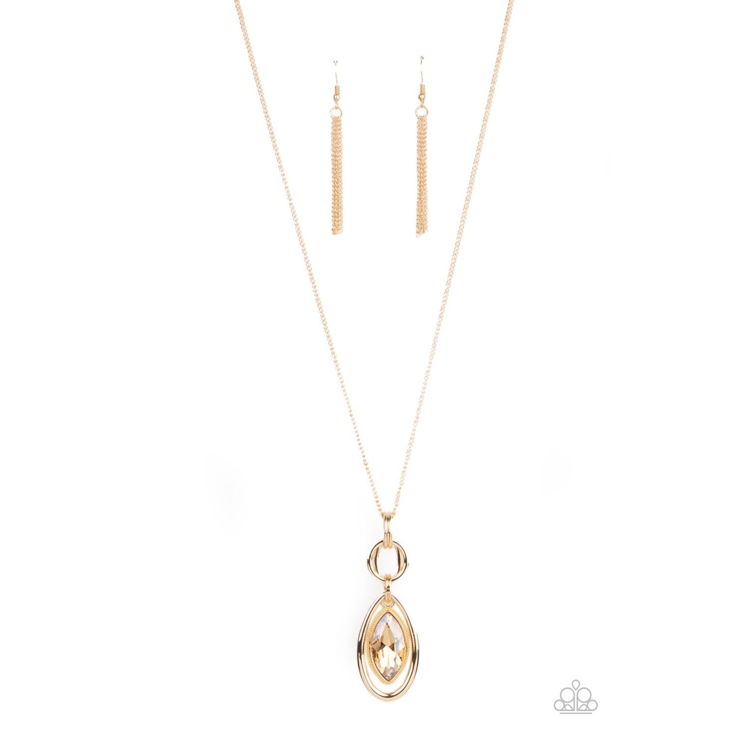 Glamorously Glaring - Gold Rhinestone Necklace - Paparazzi Accessories - GlaMarous Titi Jewels