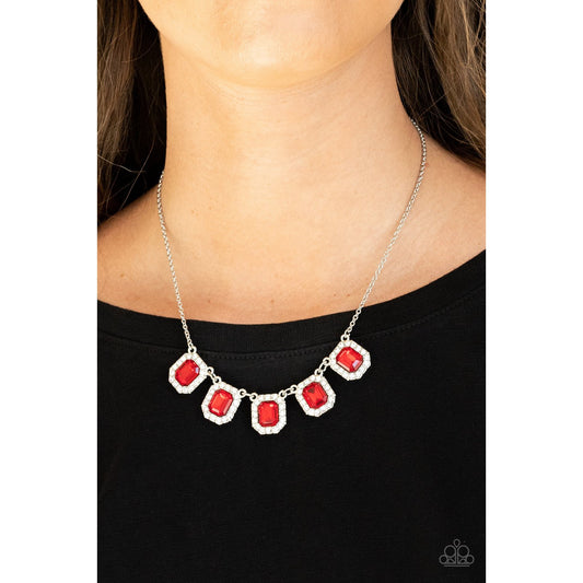 Next Level Luster - Red Rhinestone Necklace - Paparazzi Accessories - GlaMarous Titi Jewels