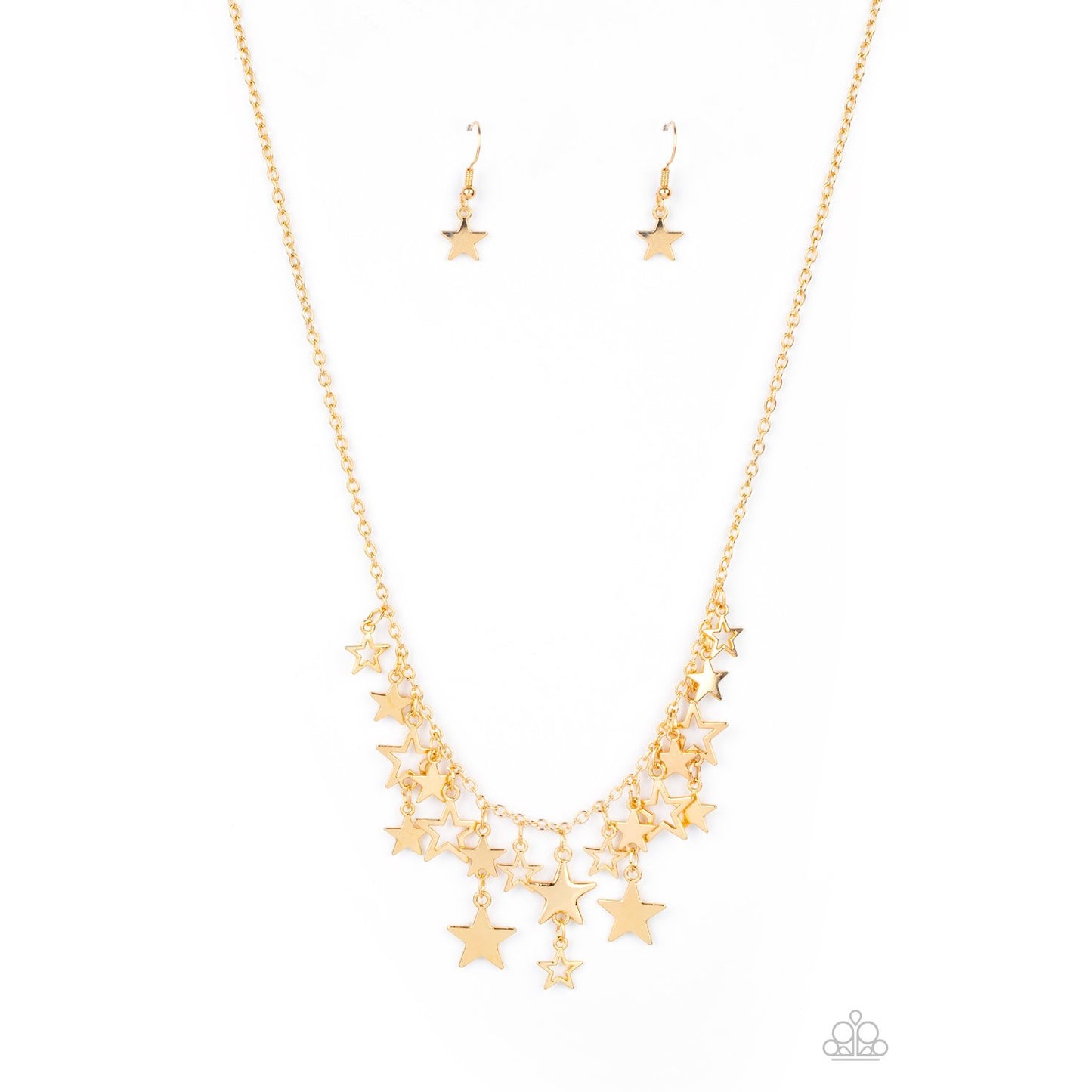 Stellar Stardom - Gold Fringe Necklace - Paparazzi Accessories - GlaMarous Titi Jewels
