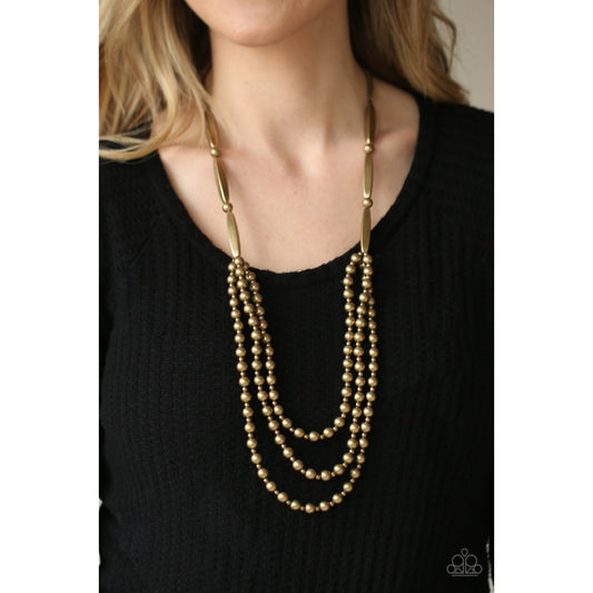 Beaded Beacon - Brass Necklace - Paparazzi Accessories - GlaMarous Titi Jewels