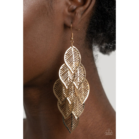 Limitlessly Leafy - Gold Earrings - Paparazzi Accessories - GlaMarous Titi Jewels