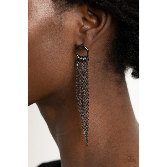 Divinely Dipping - Black Gunmetal Earrings - Paparazzi Accessories - GlaMarous Titi Jewels