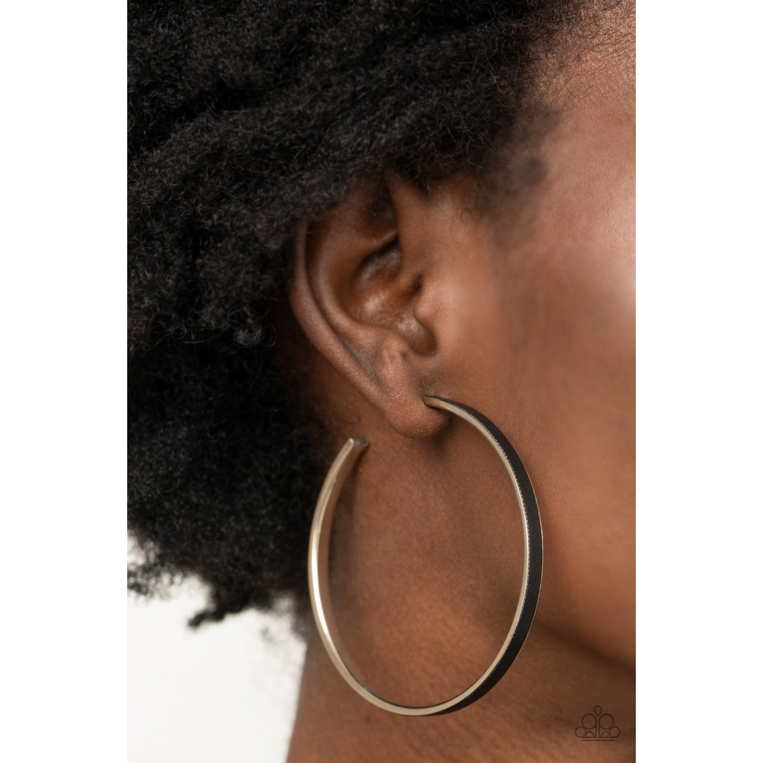 Fearless Flavor - Black Leather Hoop Earrings - Paparazzi Accessories - GlaMarous Titi Jewels