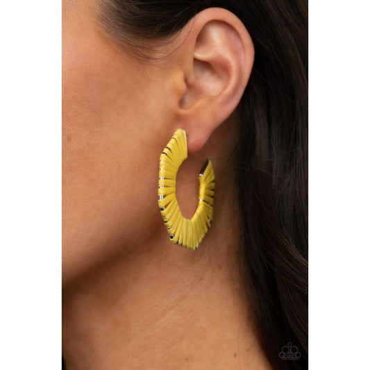 Fabulously Fiesta - Yellow Hoop Earrings - Paparazzi Accessories - GlaMarous Titi Jewels