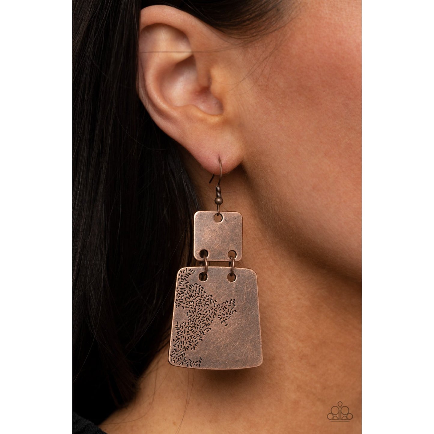 Tagging Along - Copper Earrings - Paparazzi Accessories - GlaMarous Titi Jewels