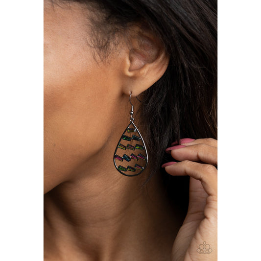 Glitzy Grit - Multi Oil Spill Earrings - Paparazzi Accessories - GlaMarous Titi Jewels