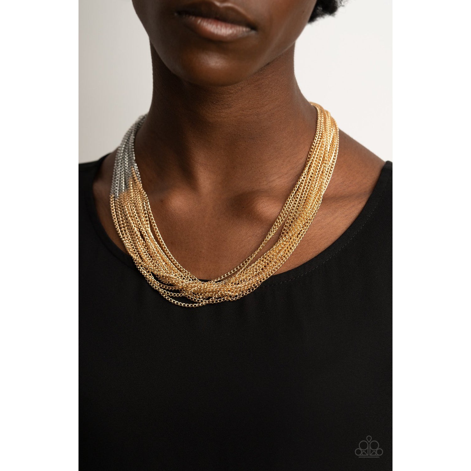Metallic Merger - Gold and Silver Necklace - Paparazzi Accessories - GlaMarous Titi Jewels