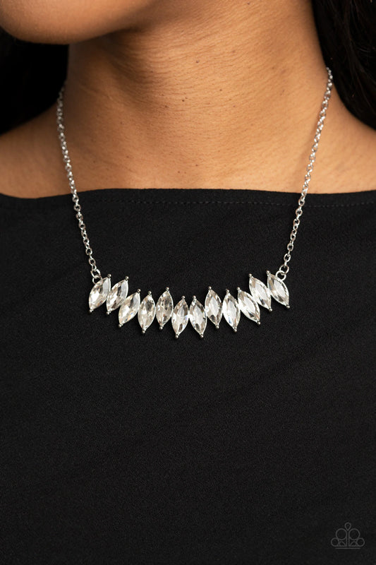 Icy Intensity - White Rhinestone Necklace - Paparazzi Accessories - GlaMarous Titi Jewels