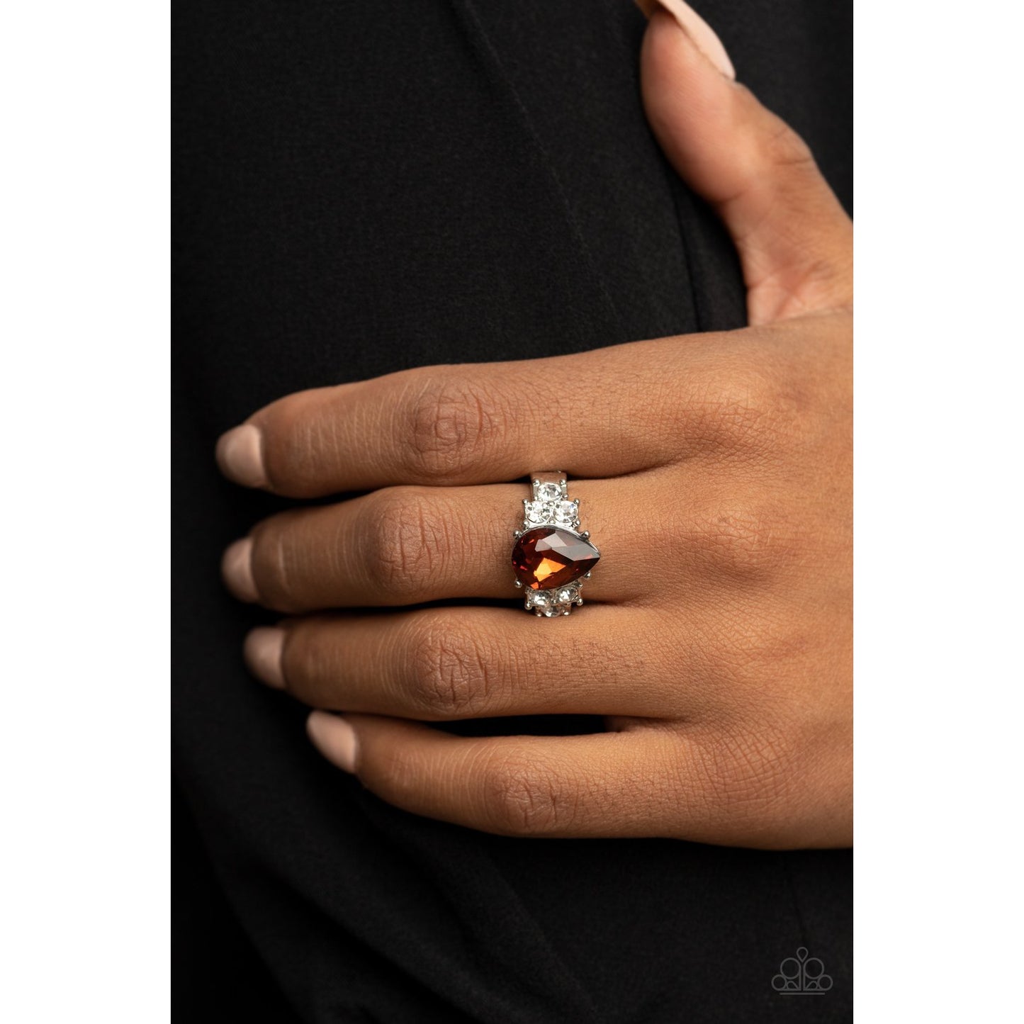 Happily Ever Eloquent - Brown Rhinestone Ring - Paparazzi Accessories - GlaMarous Titi Jewels