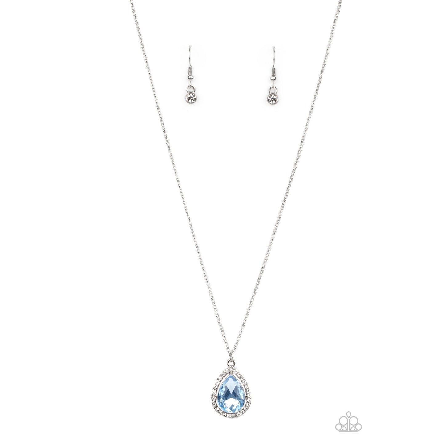 Duchess Decorum - Blue Rhinestone Teardrop Necklace - Paparazzi Accessories - GlaMarous Titi Jewels