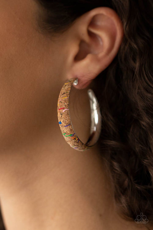 A CORK In The Road - Multi Cork Hoop Earrings- Paparazzi Accessories - GlaMarous Titi Jewels