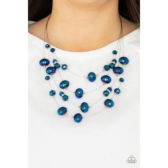 Cosmic Real Estate - Blue Oil Spill Necklace - Paparazzi Accessories - GlaMarous Titi Jewels
