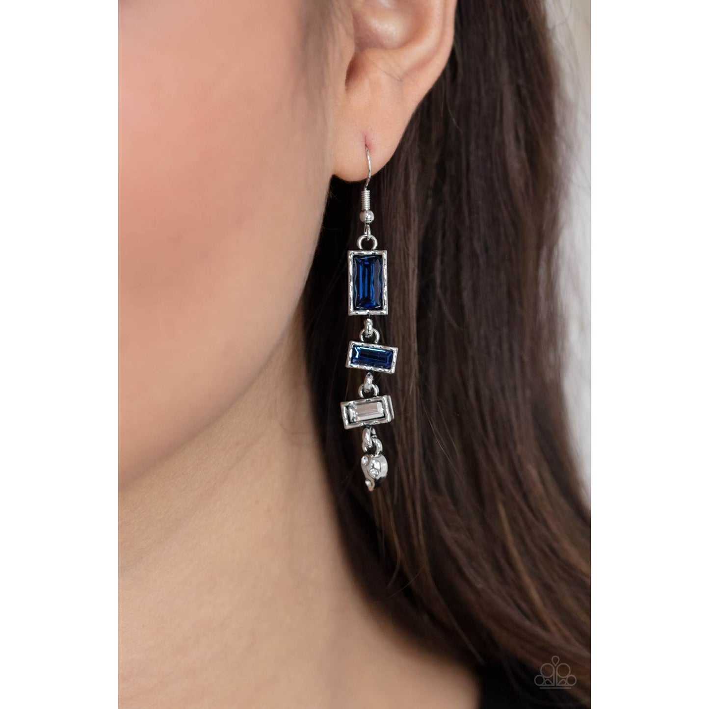 Modern Day Artifact - Blue Rhinestone Earrings - Paparazzi Accessories - GlaMarous Titi Jewels