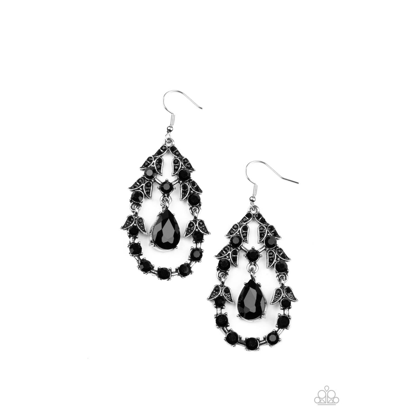 Garden Decorum - Black Teardrop Rhinestone Earrings - Paparazzi Accessories - GlaMarous Titi Jewels