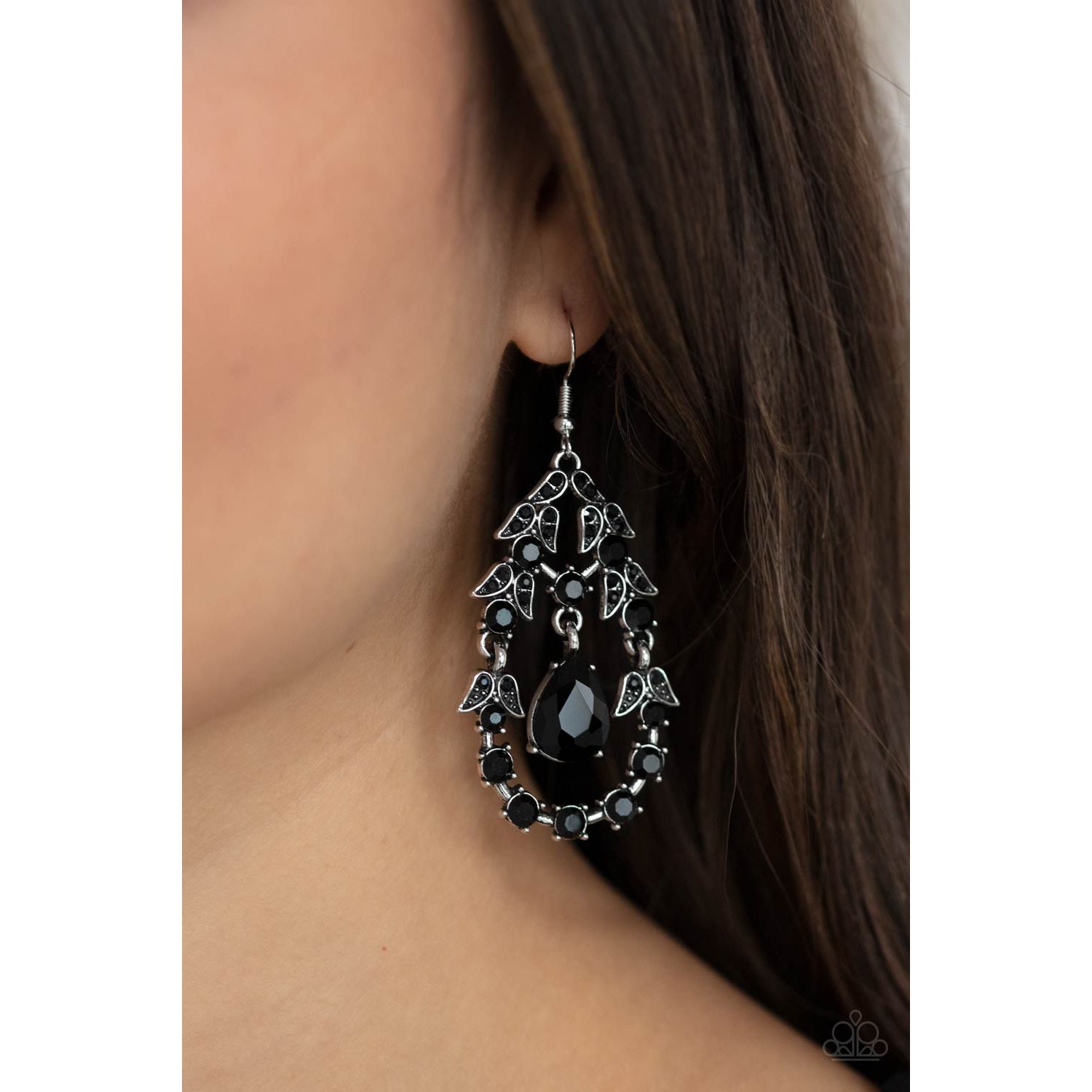 Garden Decorum - Black Teardrop Rhinestone Earrings - Paparazzi Accessories - GlaMarous Titi Jewels