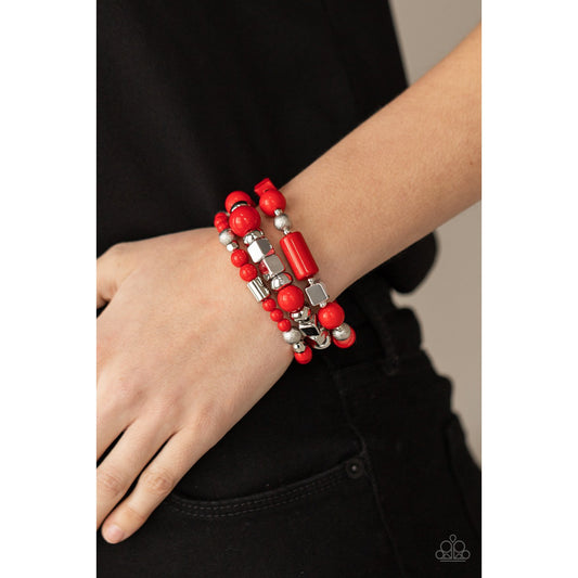 Perfectly Prismatic - Red Bracelet - Paparazzi Accessories - GlaMarous Titi Jewels